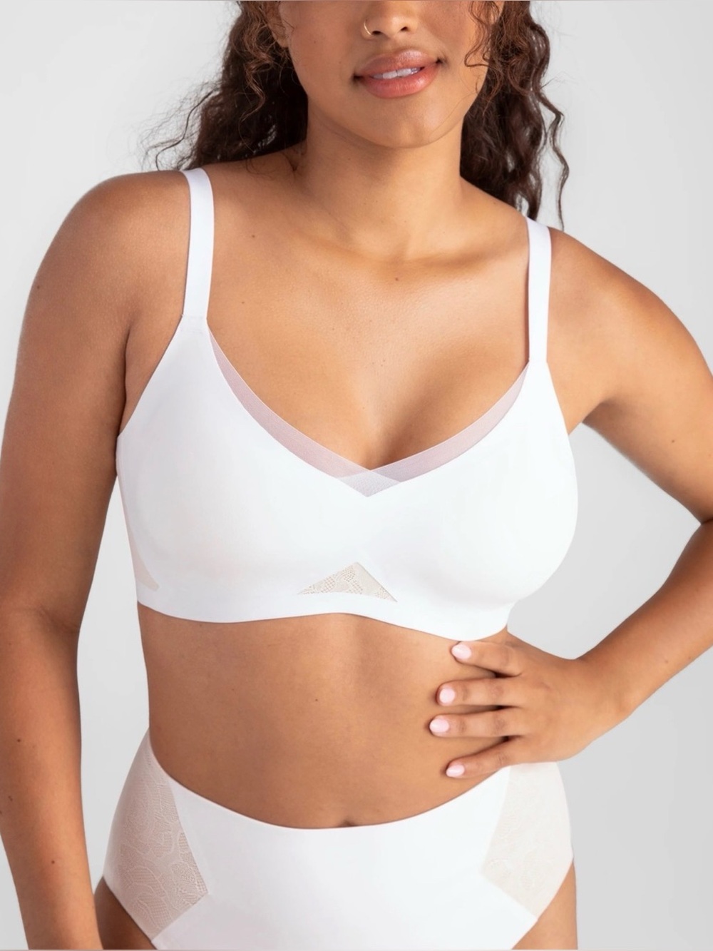 Honeylove Crossover Lace Bra in White
